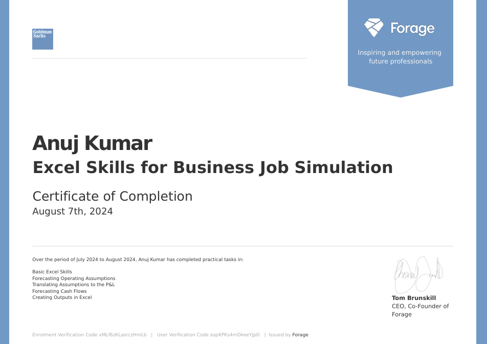 Excel	Skills	for	Business	Job	Simulation